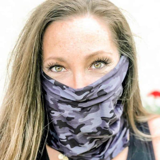 Gray Camo Face Cover/Headband